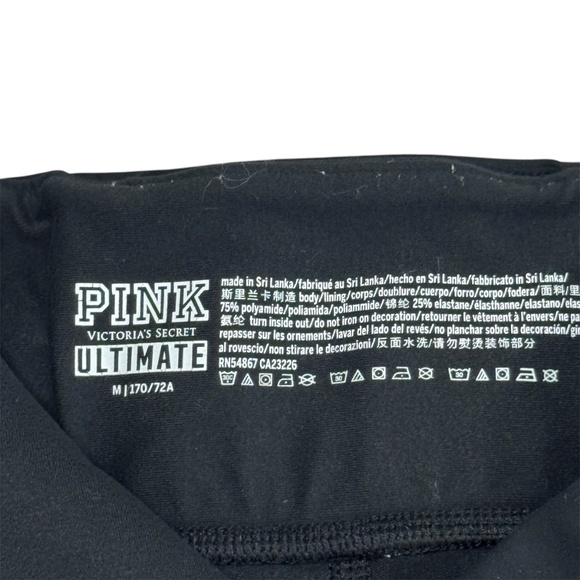 Victorias Secret Pink Ultimate Black Leggings Medium 27" Inseam VS Womens - Picture 4 of 6